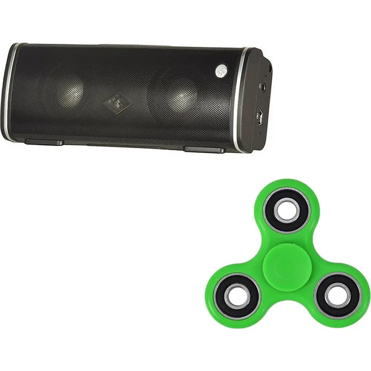 Albrecht MAX-treme Bluetooth-Lautsprecherpaket und Spinner PNI Speedy Green Geschenk (12 h, Akkubetrieb), Bluetooth Lautsprecher, Schwarz