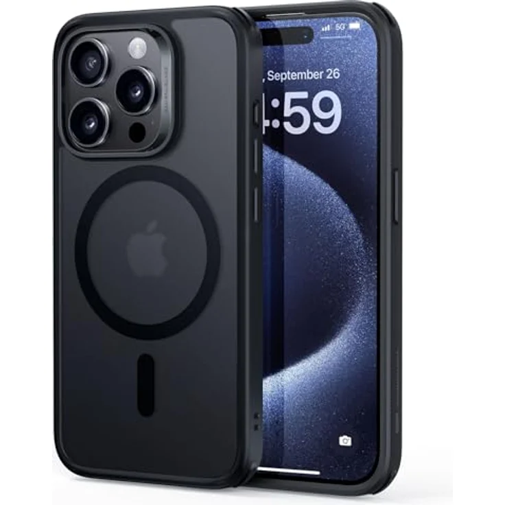 ESR iPhone 15 Pro Hülle, MagSafe kompatibel, Militärnorm Schutz, vergilbungsbeständig, Kratzfeste Rückseite, magnetisch, Mattschwarz – Bild 1