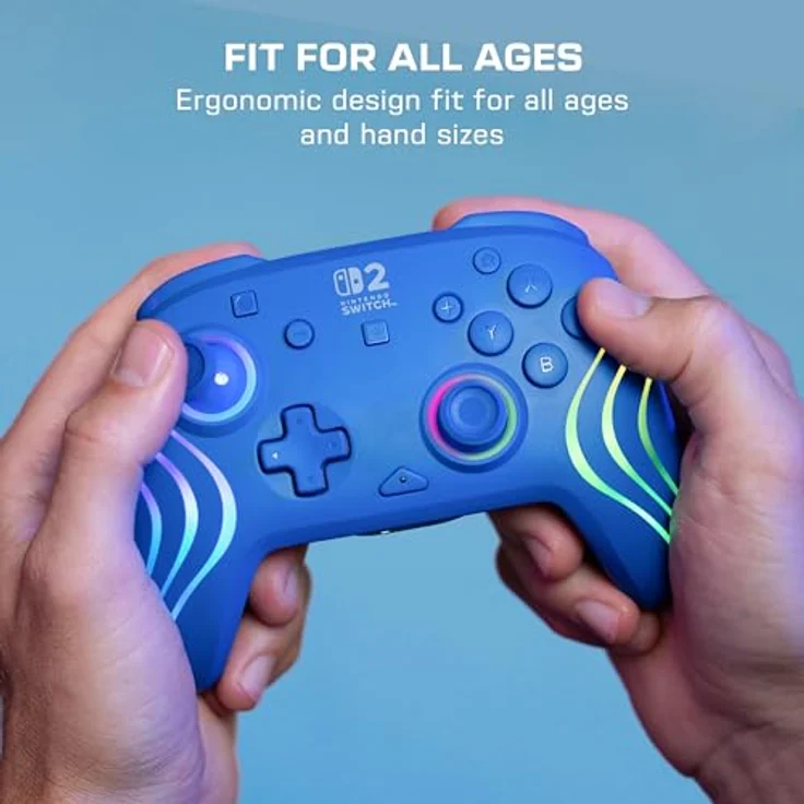 Turtle Beach Afterglow Wave Wireless RGB Gaming Controller für Nintendo Switch 2, blaue Beleuchtung, 20 Stunden Akkulaufzeit, TMR Sensortechnologie – Bild 9
