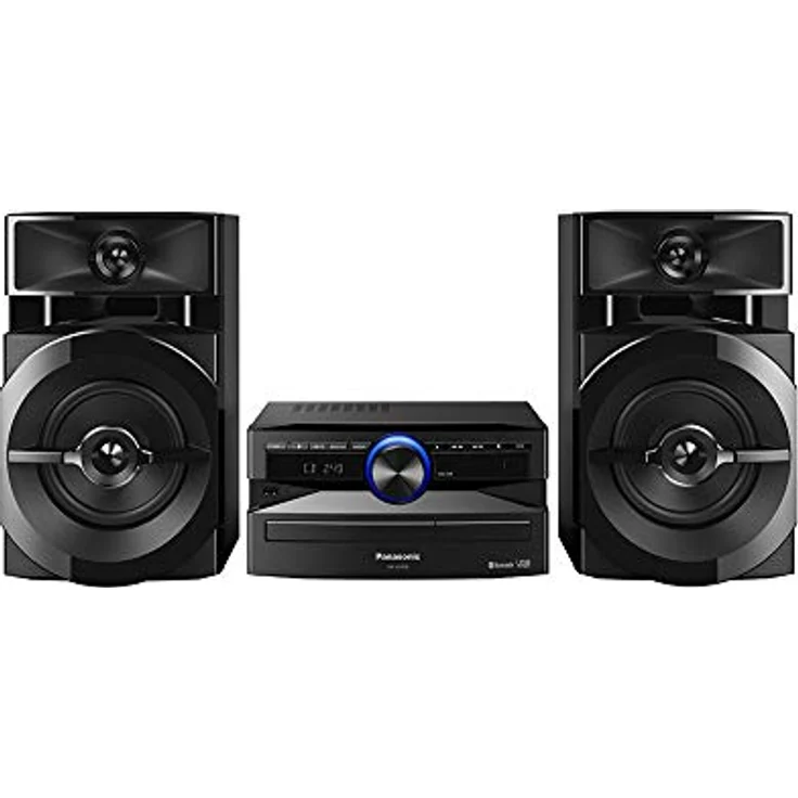 Panasonic Mini-System, 300 W, 2-Wege-Lautsprecher, Woofer:13 cm, CD-Player, CD-R-R W, Bluetooth, USB, 30 FM-15AM RDS, AUX, Audio-Qualität, blaue Beleuchtung, Schwarz FM-AM RDS-Radio blau – Bild 3