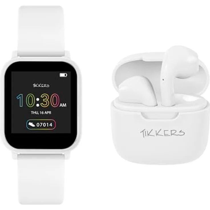 Tikkers Teen Kids TKS10-0007-SETARG Serie 10 Interaktives Smartwatch- und Ohrhörer-Set, Farbe: Schwarz