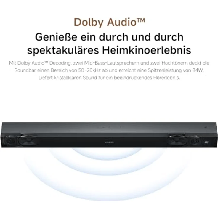 XIAOMI Soundbar Pro 2.0, TV-Soundbar mit 4 Lautsprechern, integriertem Woofer, Dolby Audio™, HDMI ARC/Bluetooth, 84W Leistung, Fernbedienung – Bild 2