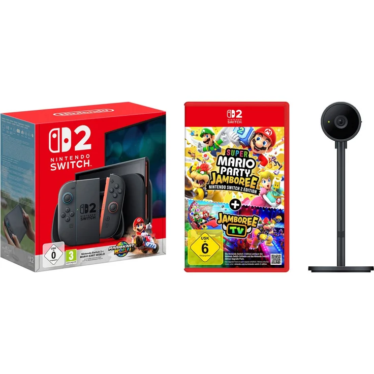 Nintendo Switch 2 (Mario Kart World Bundle) + Mario Party Jamboree + Kamera, verbesserte Performance und brillante Grafik