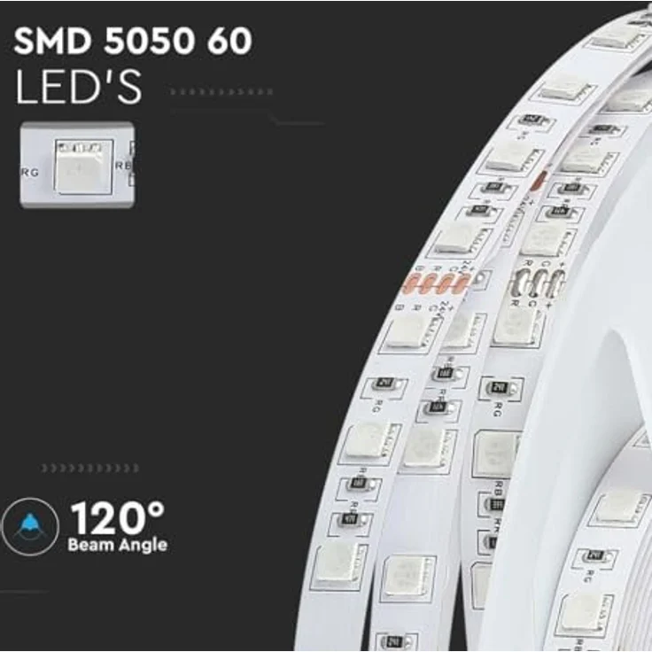 V-TAC VT-5050 LED Strip, 5m SMD5050, 10W/m, 4000K, IP20, 24V, 60 LEDs/m – Bild 5