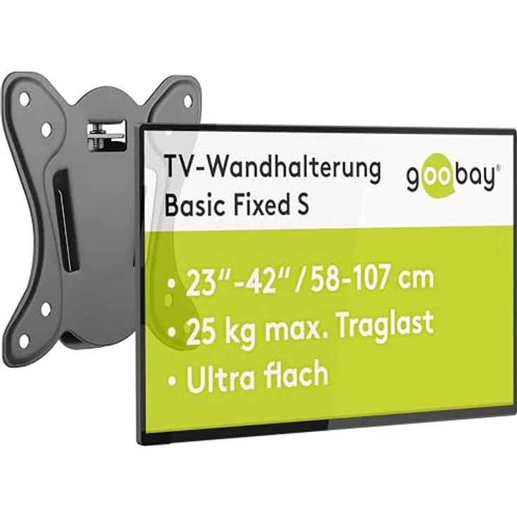 Goobay Fixed Wall Mount S, TV-Halterung für Fernseher von 23 bis 42 Zoll, schwarz – Bild 1