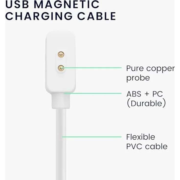 kwmobile USB Kabel Charger kompatibel mit Xiaomi Mi Smart Band 9 / Band 8 / Band 8 Pro/Redmi Watch 3 Active Ladekabel - Fitnesstracker Aufladekabel in Weiß – Bild 4