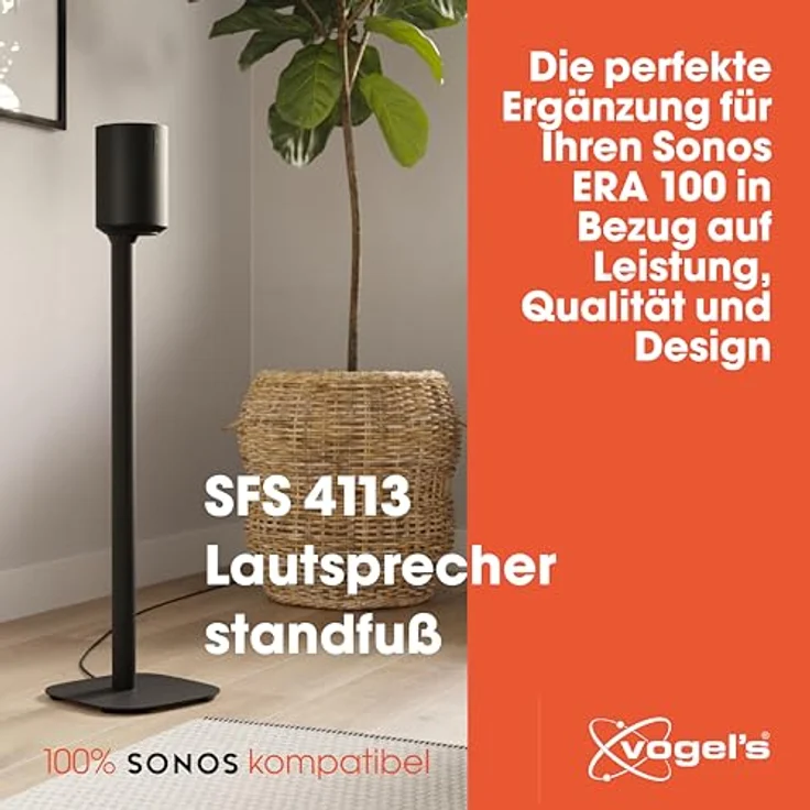 Vogel's SFS 4113 Lautsprecher Ständer für Sonos ERA100, Cable Inlay System, Höhe: 82 cm, Max. 5 kg, Schwarz – Bild 2