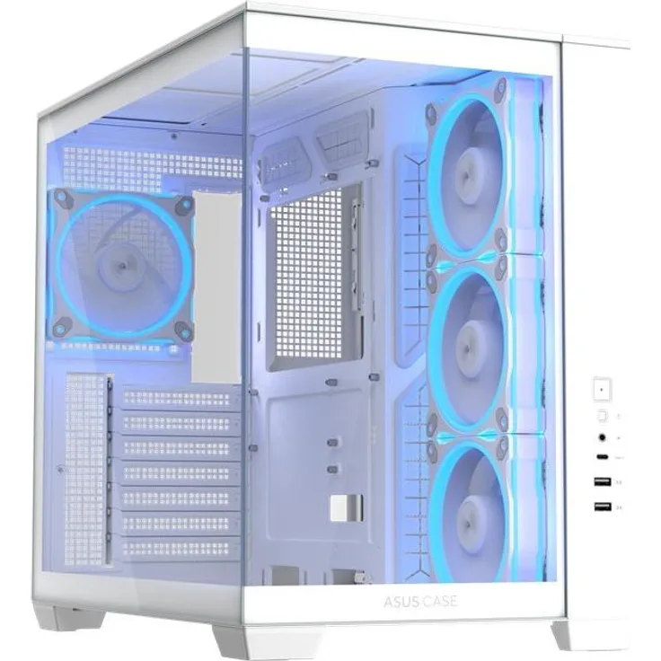 Asus A32 PLUS TG ARGB, PC-Gehäuse mit RGB-Beleuchtung, weiß