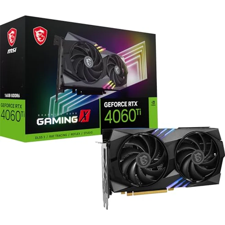 MSI GeForce RTX 4060 Ti Gaming X 16G Grafikkarte - NVIDIA RTX 4060 Ti, 16GB GDDR6 Speicher, 18Gbps, PCIe 4.0, Twin Frozr 9, RGB, DLSS3 – Bild 1