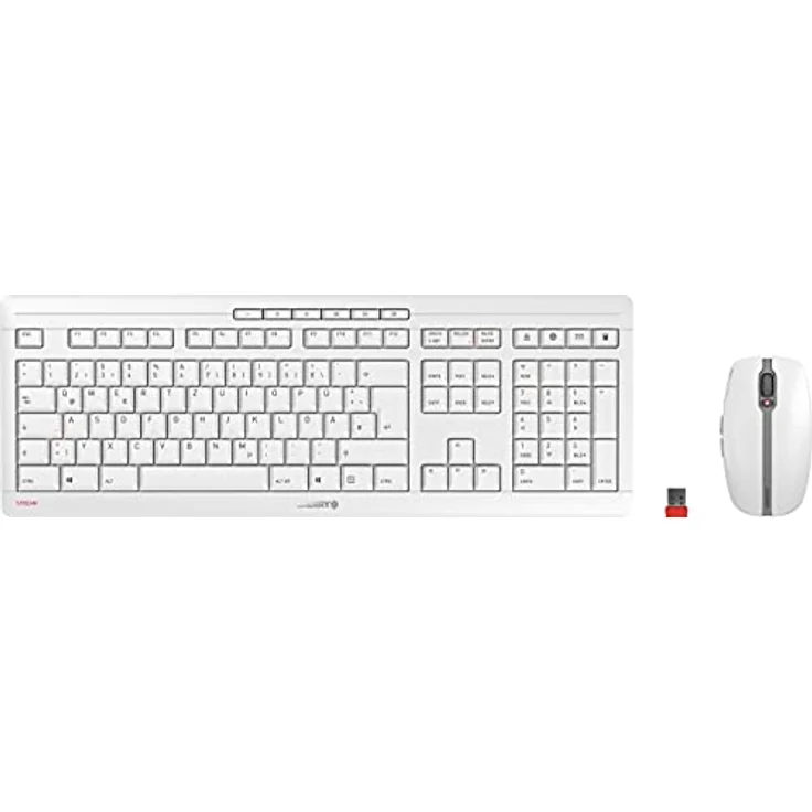 CHERRY STREAM DESKTOP RECHARGE, kabelloses Tastatur- und Maus-Set, Schweizerisches Layout, QWERTZ Tastatur, wiederaufladbar, Blauer Engel, GS-Zulassung, SX Scherenmechanik, leise, weiß-grau – Bild 1