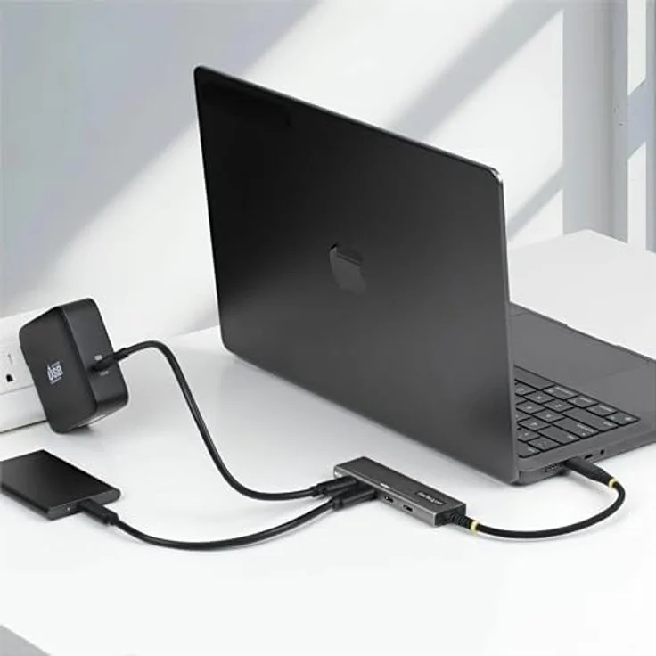 StarTech.com 4-Port USB 3.2 Hub, 10 Gbps, 100 W PD Ladestation mit Überstromschutz, Aluminium, Grau – Bild 2