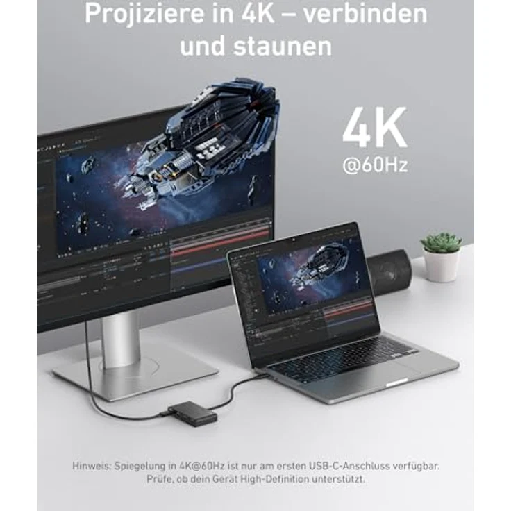 Anker USB-C Hub, 4-Port 10Gbps USB 3.2 Display-Hub mit 100W PD-IN, für MacBook Pro/Air, iPad, iPhone 15, Surface Pro, Dell, HP, 4K@60Hz, kompaktes Gehäuse aus 75% recyceltem Material – Bild 3