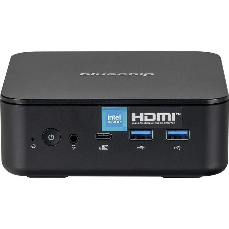 Bluechip BUSINESSline M13100, Desktop-PC mit Intel N100 Prozessor bis zu 3.40 GHz, 8 GB DDR4 RAM, 120 GB SSD, Windows 11 Pro, Schwarz