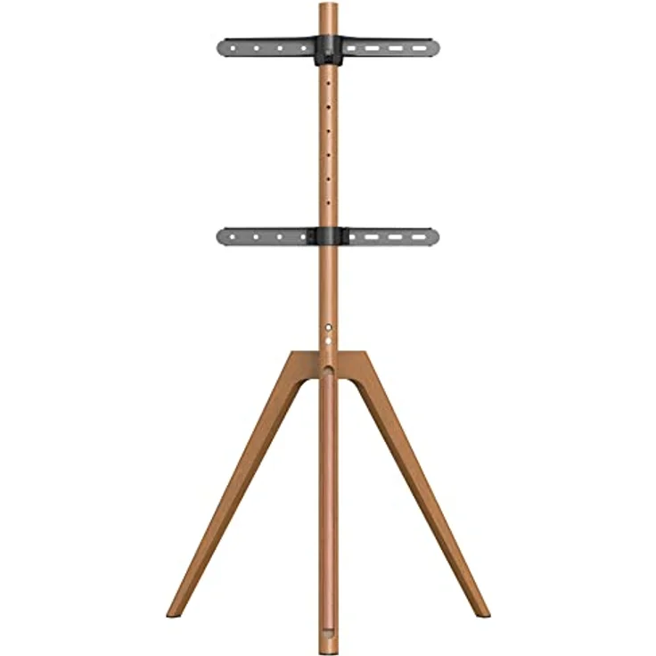 mywall TV Standfuß HT23L, TV-Ständer für Bildschirme 45-65 Zoll, TV Bodenständer aus rustikalem Massivholz in Nussbaum Optik, Universaler TV-Ständer mit Belastung bis zu 40 kg – Bild 4