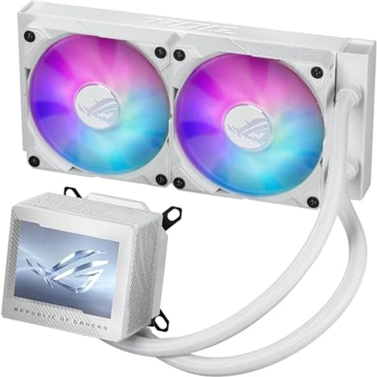 ASUS ROG Ryujin III 360 ARGB All-in-One-Flüssigkeitskühler, CPU-Kühler mit 3,5 Zoll LCD, Asetek-Pumpe, 8. Generation, ROG ARGB Kühler, 120 mm, Daisy Chain, Weiß – Bild 2