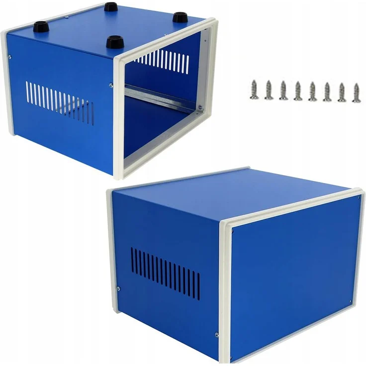 ROSFIX Blaues Metallgehäuse, Elektronikschutzgehäuse 90x200x165mm, ideal für PCB und Schalttafeln, hochwertig verarbeitet mit Korrosionsschutz