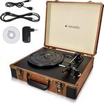 Navaris Retro Koffer Plattenspieler mit Lautsprecher - USB Port zum Digitalisieren - Vintage Design in Braun-Schwarz