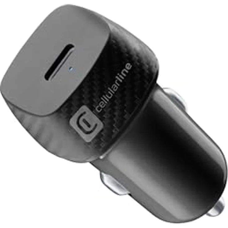 Cellularline - USB-C Car Power 20W - 20-W-USB-C-Autoladegerät - Automatischer 12V/24V-Zigarettenanzünder-Adapter - Überlast- und Kurzschlussschutz - Schwarz – Bild 1