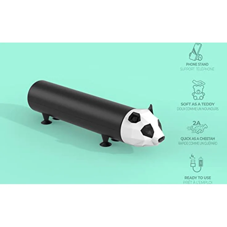 Power Pet Externer Backup-Akku, tragbares Ladegerät für Smartphone, Kapazität 4800 mAh, lädt 2 Akkus – weich zu berühren (Panda) – Bild 3