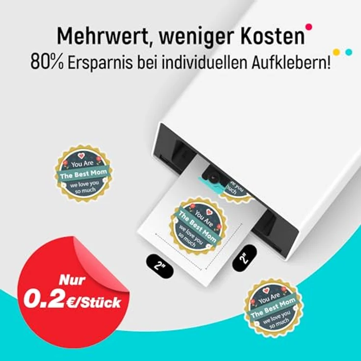 Liene Stickerpapier & Patronen (Stärkere Haftung) – 2 Tintenpatronen + 72 Blatt 10x18 cm, wasserfest, Thermo-Dye-Sublimation, kompatibel mit Liene PixCut S1 – Bild 3
