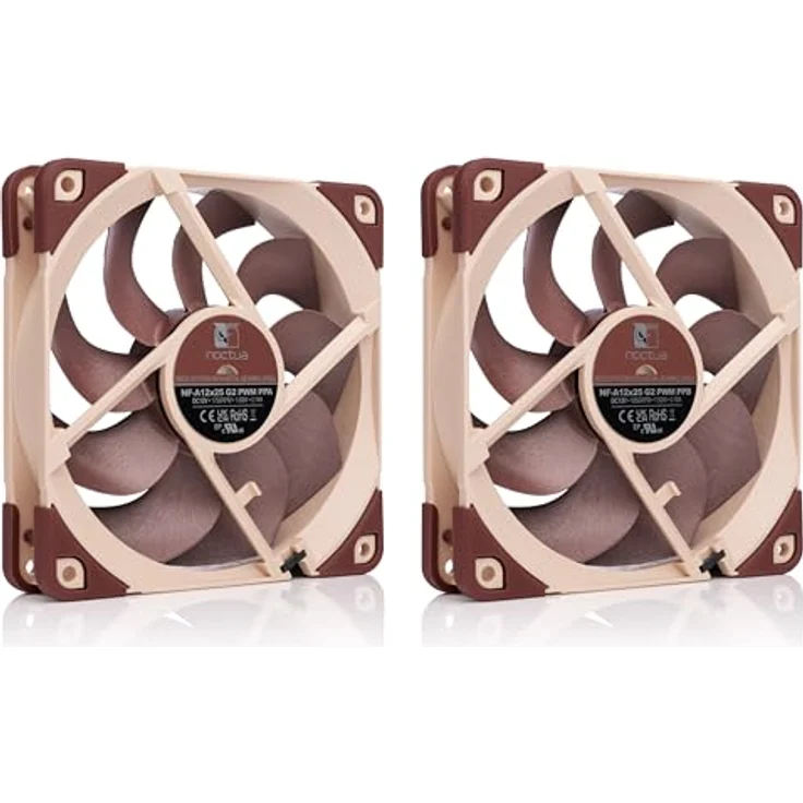Noctua NF-A12x25 G2 PWM Sx2-PP, Doppellüfter-Set für Push-Pull und Side-by-Side Anwendungen, 120x25mm, braun – Bild 2