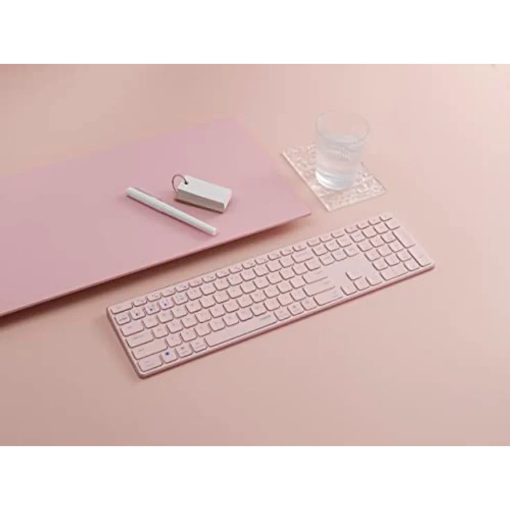 Rapoo E9800M kabellose Tastatur Wireless Keyboard wiederaufladbarer Akku flaches Aluminium Design DE-Layout QWERTZ PC & Mac - pink – Bild 5