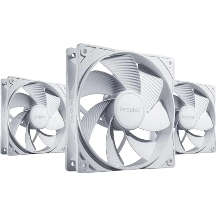 be quiet! Pure Wings 3 120mm PWM Reverse White Triple Pack, 3 Gehäuselüfter mit invertierten Lüfterblättern, optimierter Rahmen, hohe Kühlleistung, geringe Geräuschentwicklung – Bild 1