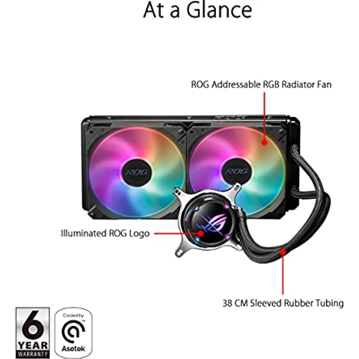 ASUS ROG Strix LC II 280 ARGB Processeur Refroidisseur de liquide Tout-en-un 14 cm Noir 1 pièce(s) - ASUS Wasserkühlung mit hochwertiger Leistung und ergonomischem Design – Bild 2
