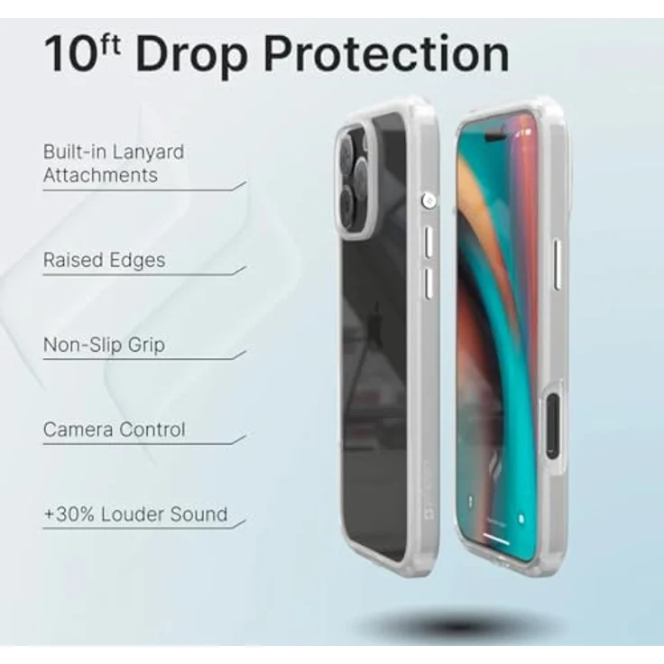 Catalyst Influence iPhone 16 Pro Max Hülle – Durchsichtige, sturzfeste Hülle mit erhöhten Kanten, rutschfestem Griff und Schlüsselbandbefestigung – Mitternachtsschwarz – Bild 4