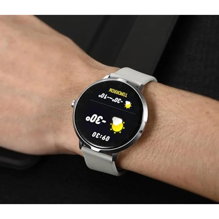 Emporia Watch Basic Smartwatch, Uhr mit Schlafüberwachung, Herzfrequenzmessung, Blutsauerstoffmessung & Blutdruckmessung, Inkl. Schrittzähler, Wettervorhersage Funktion, Für Damen & Herren, Silber – Bild 3