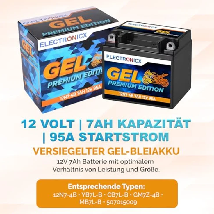 Electronicx Extreme Edition GEL Motorradbatterie 7Ah 12V, wartungsfrei, auslaufsicher, vibrationsfest für Motorrad, Roller und Quad – Bild 5