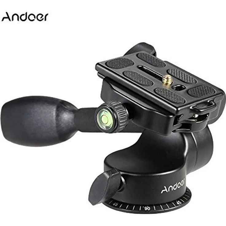 Andoer QZSD Q08 Video Stativ Kugelkopf 3-Wege Fluid Head Kipphebel mit Schnellwechselplatte für DSLR Kamera-Stativ Einbeinstativ – Bild 4
