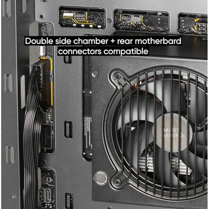 Mars Gaming MC-3TCORELCDM Micro-ATX Gaming-Gehäuse mit 7,2" IPS-Bildschirm, dreifachem gehärtetem Glas, Doppelkammerstruktur, Flüssigkeitskühlungsunterstützung bis 360mm, Schwarz – Bild 5