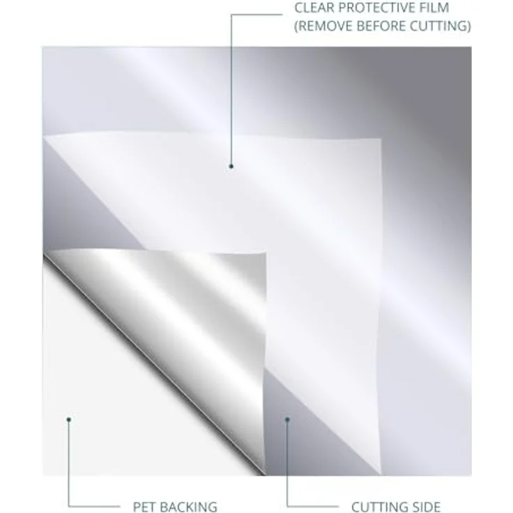 LOKLiK Selbstklebende Metallic-Vinylfolie Silber, 30,5 x 180 cm, hochglänzende Oberfläche, wasserdicht und wetterfest – Bild 5