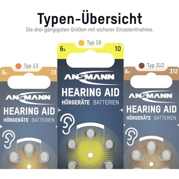 ANSMANN Typ 10 Hörgerätebatterien Gelb 60 Stück - P10 PR70 DA10 – Bild 6