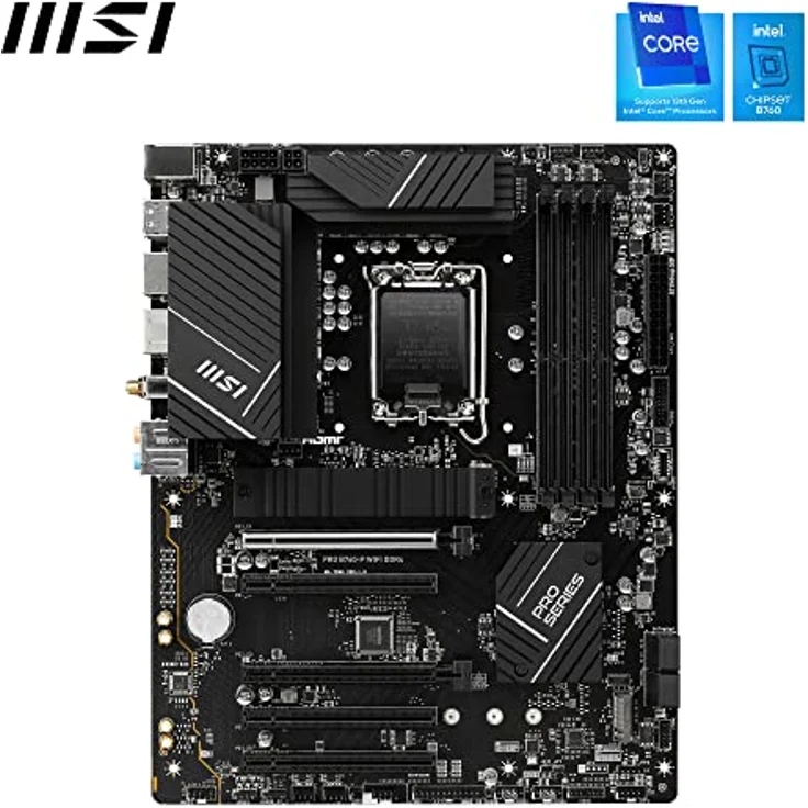 MSI PRO B760-P WiFi DDR4 Mainboard, ATX - Unterstützt Intel 12. & 13. Gen Core Prozessoren, LGA 1700 - DDR4 Memory Boost 5333+MHz/OC, PCIe 4.0 x16 Slots, M.2 Gen4 Slots, 2.5G LAN, Wi-Fi 6E – Bild 2