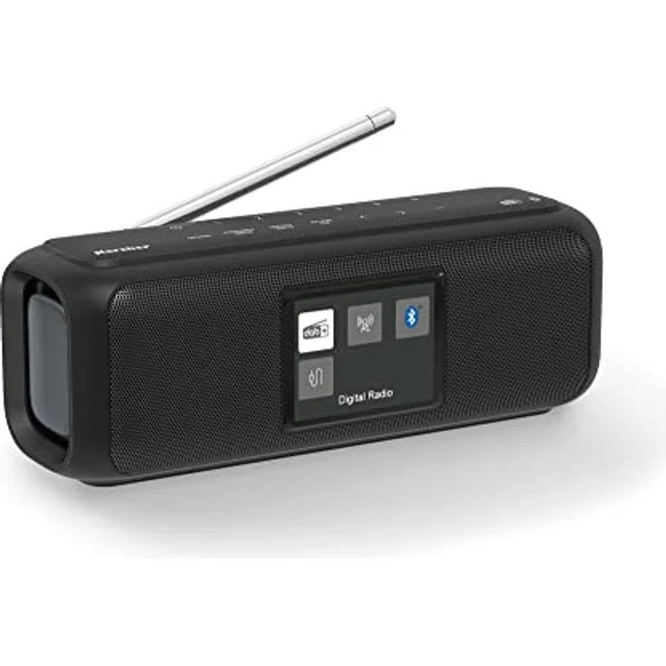 Karcher DAB Go tragbarer Bluetooth Lautsprecher & Digitalradio DAB+ / UKW Radio mit 2, 4" Farbdisplay/Wecker / 5 Watt Stereo-Sound/USB-C/Akku, Schwarz – Bild 1