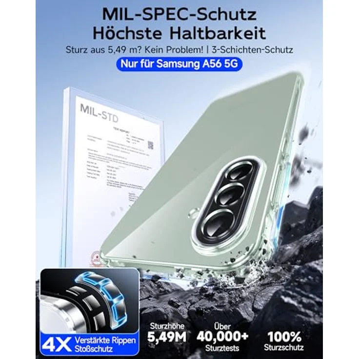 LeYi Transparent Hülle für Samsung Galaxy A56 5G, Weich TPU Silikon mit 2 Schutzfolien, Stoßfest und Dünn, Kameraschutz Crystal Clear Cover Case – Bild 2