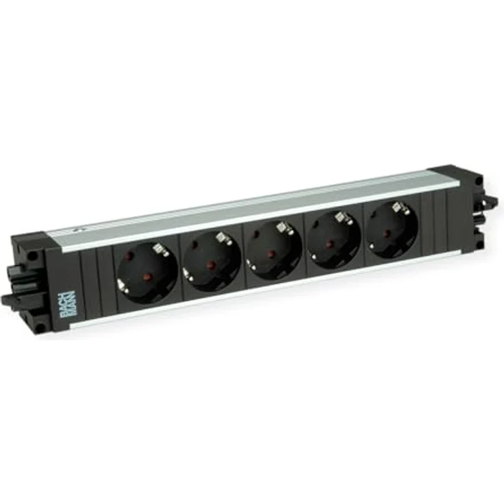 Bachmann STEP ALU 5xCEE7/3 GST18 Einbau-Tischsteckdosenleiste, erhöhter Berührungsschutz, 5 Schutzkontaktsteckdosen, silber – Bild 2