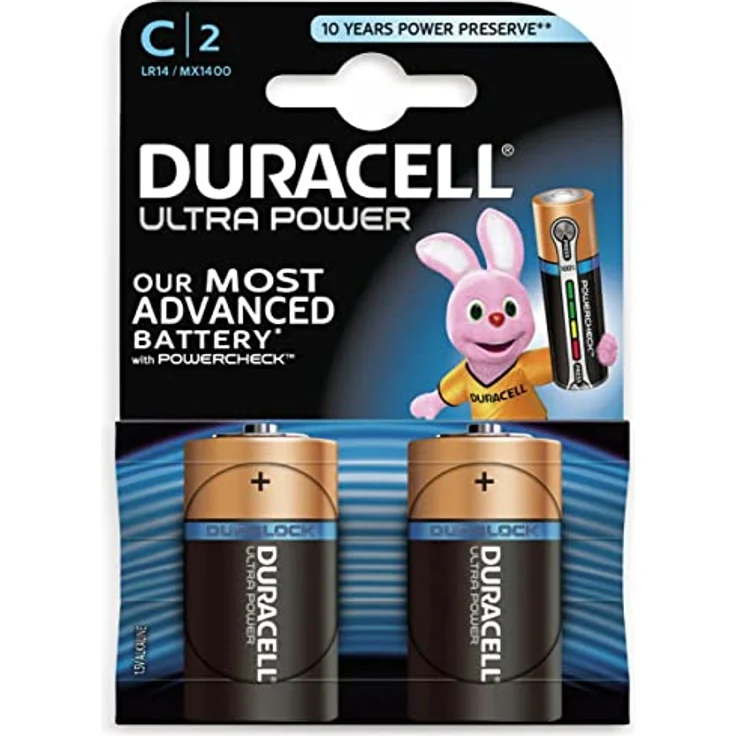 Duracell ultra power C LR14 Baby 1,5 V Alkaline Batterie 2er Blister MX1400 M... – Bild 1