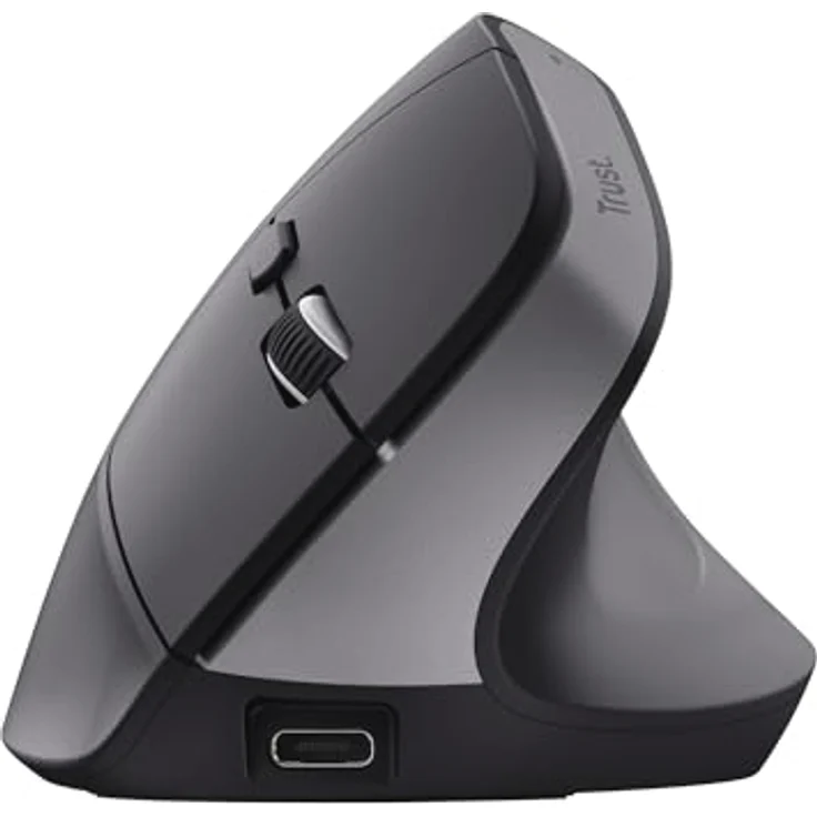 Trust Bayo+ Wiederaufladbare Vertikale Maus Bluetooth + RF 2.4GHz, Vorbeugung Gegen Mausarm/Tennisarm (RSI Syndrom), 70% Recyclingkunststoff, Kabellose Ergonomische Maus PC, Laptop, Mac - Schwarz – Bild 4