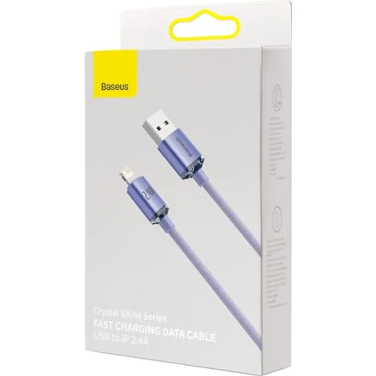 Baseus Crystal Shine Serie 18W 1,2 m USB-A auf Lightning-Kabel, lila, schnelles Laden und Datenübertragung, verstärkte Stecker – Bild 7