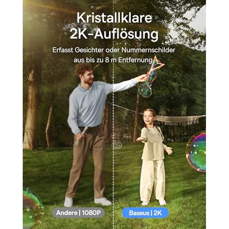 Baseus Security S1 Lite Solocam, 2K Außenüberwachungskamera mit Solar-Akku, IP67 wetterfest, 135° Sichtfeld, Farb-Nachtsicht, WLAN, keine Gebühren, kompatibel mit Alexa & Google – Bild 4