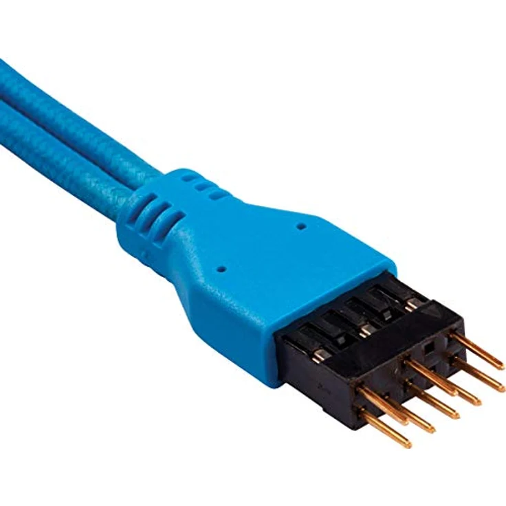 Corsair Premium Sleeved Front Panel Extension Kabel Verlängerungskit, Blau – Bild 4