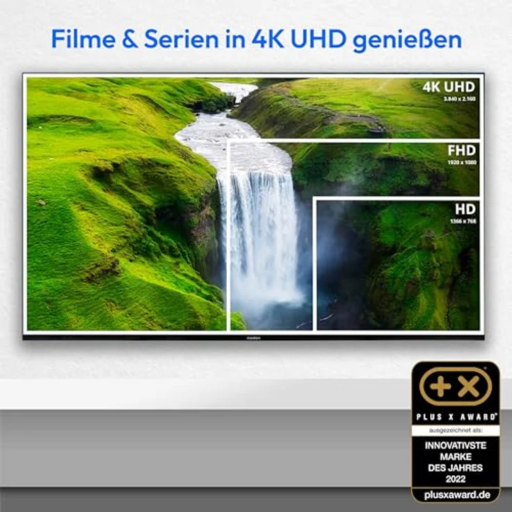 MEDION X14308 (MD 31640) 108 cm (43 Zoll) Fernseher (Smart-TV, 4K Ultra HD, HDR, VIDAA Store, Netflix, Prime Video, Disney+, DAZN, Paramount+, HbbTV, PVR, Bluetooth) in elegantem Schwarz – Bild 2