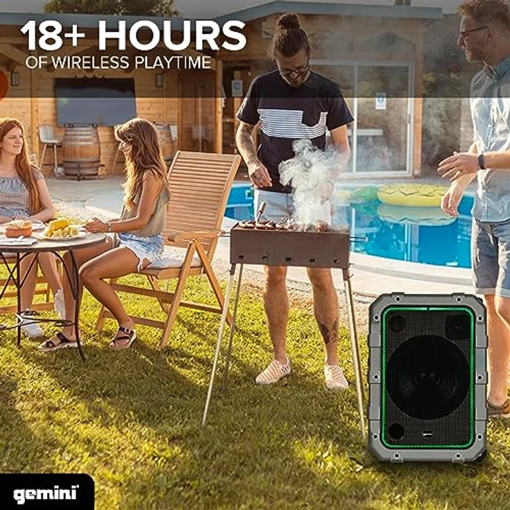 Native Gemini MPA-2400GRY, tragbarer Bluetooth Lautsprecher mit wetterbeständigem Design, grau – Bild 2