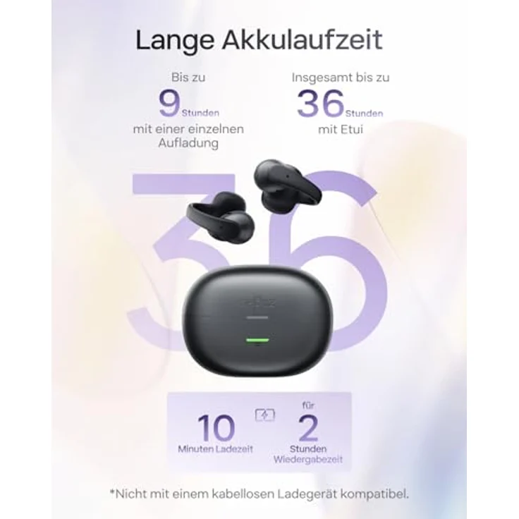 SHOKZ OpenDots Air Open-Ear-Kopfhörer, ultraleicht 6,3 g, mit Clip-on, Deep Bass, 36 Std. Wiedergabezeit, Bluetooth 6.1, IP55, Schwarz – Bild 5