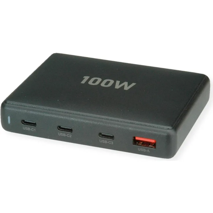 Value USB Charger (100 W), USB Ladegerät mit 4 Anschlüssen (1x Typ A, 3x Typ C), Schwarz