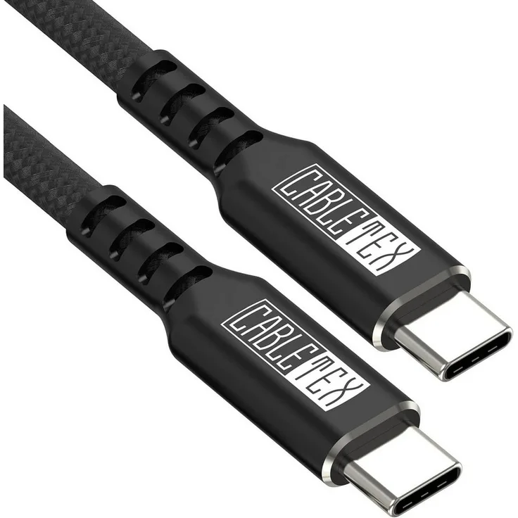 CABLETEX USB-C Ladekabel für PS5 DualSense Controller, 3 Meter Schnellladekabel mit Nylonmantel, kompatibel mit PlayStation 5 und USB-C Geräten, Schwarz