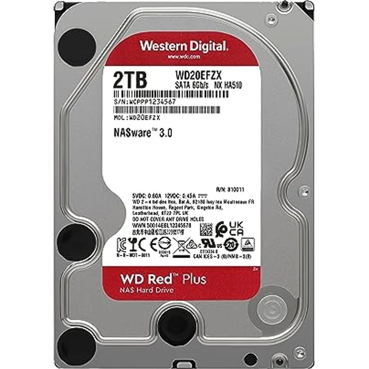 WD Red Plus NAS Hard Drive WD20EFZX - Festplatte - 2 TB - intern - 3.5 Zoll (8.9 cm) - SATA 6Gb/s - 5400 rpm - Puffer: 128 MB (WD20EFZX) – Bild 2